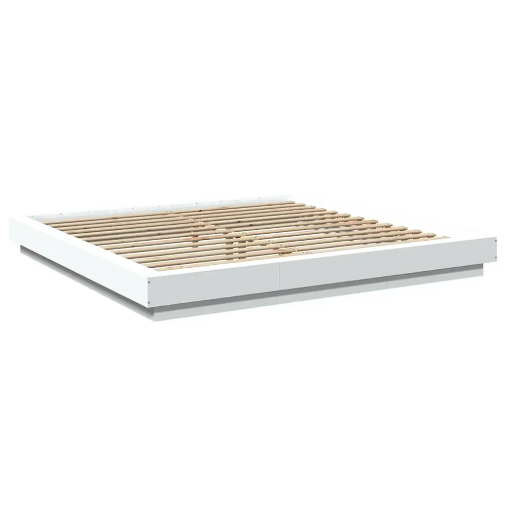 King Bed Frame with Slats and LED Lights