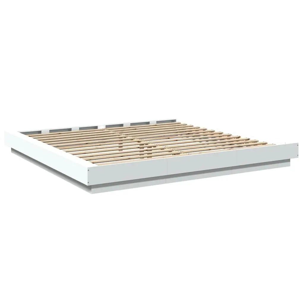 King Bed Frame with Slats and LED Lights