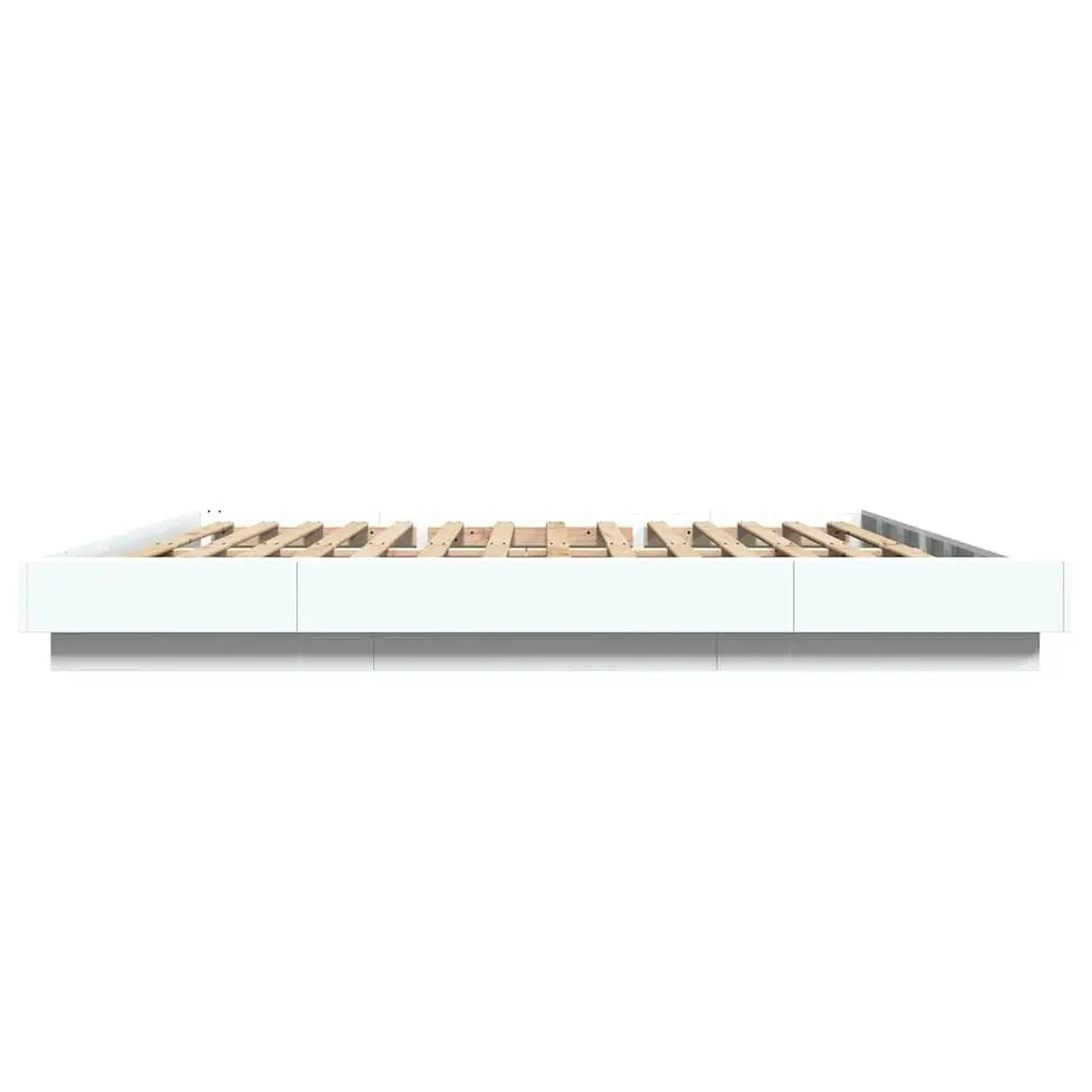 King Bed Frame with Slats and LED Lights