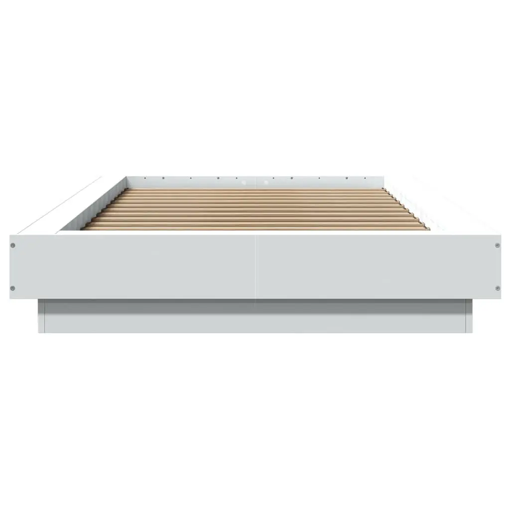 Bed Frame RGB LED Lights Slatted Base White 90x190 cm Modern