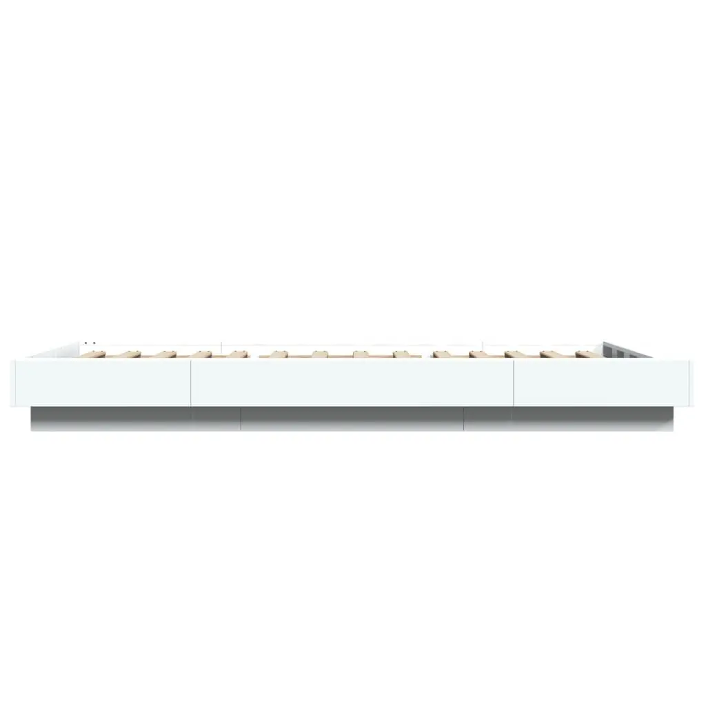 Bed Frame RGB LED Lights Slatted Base White 90x190 cm Modern