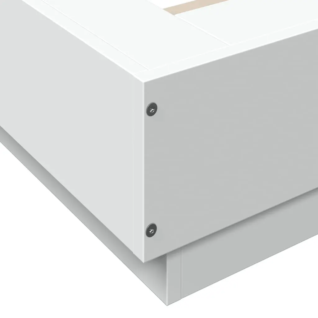 Bed Frame RGB LED Lights Slatted Base White 90x190 cm Modern