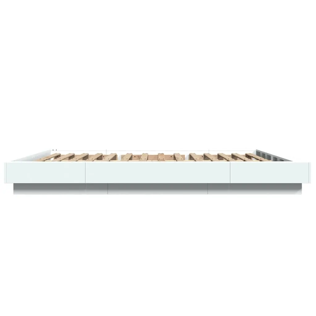 Bed Frame White 150x200 cm Modern Design Slatted Base Bedroom Furniture