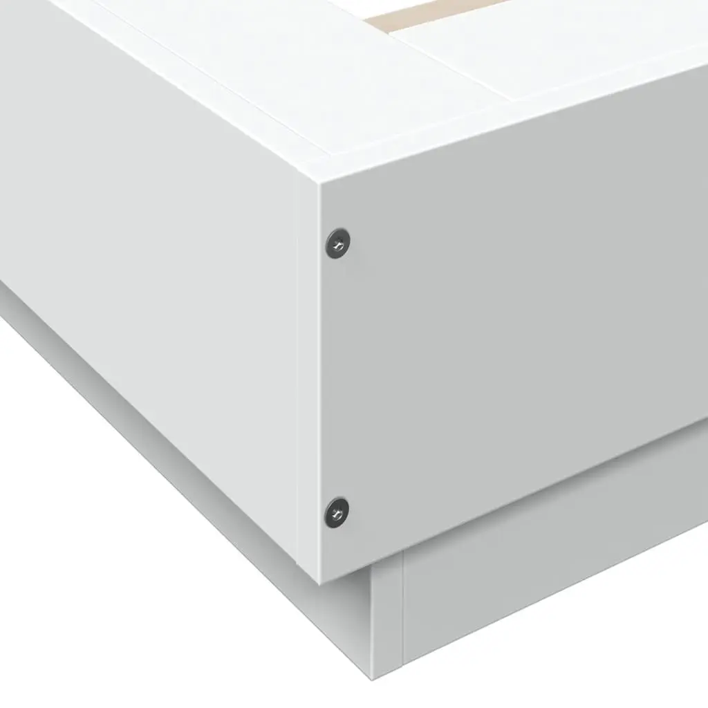 Bed Frame White 150x200 cm Modern Design Slatted Base Bedroom Furniture