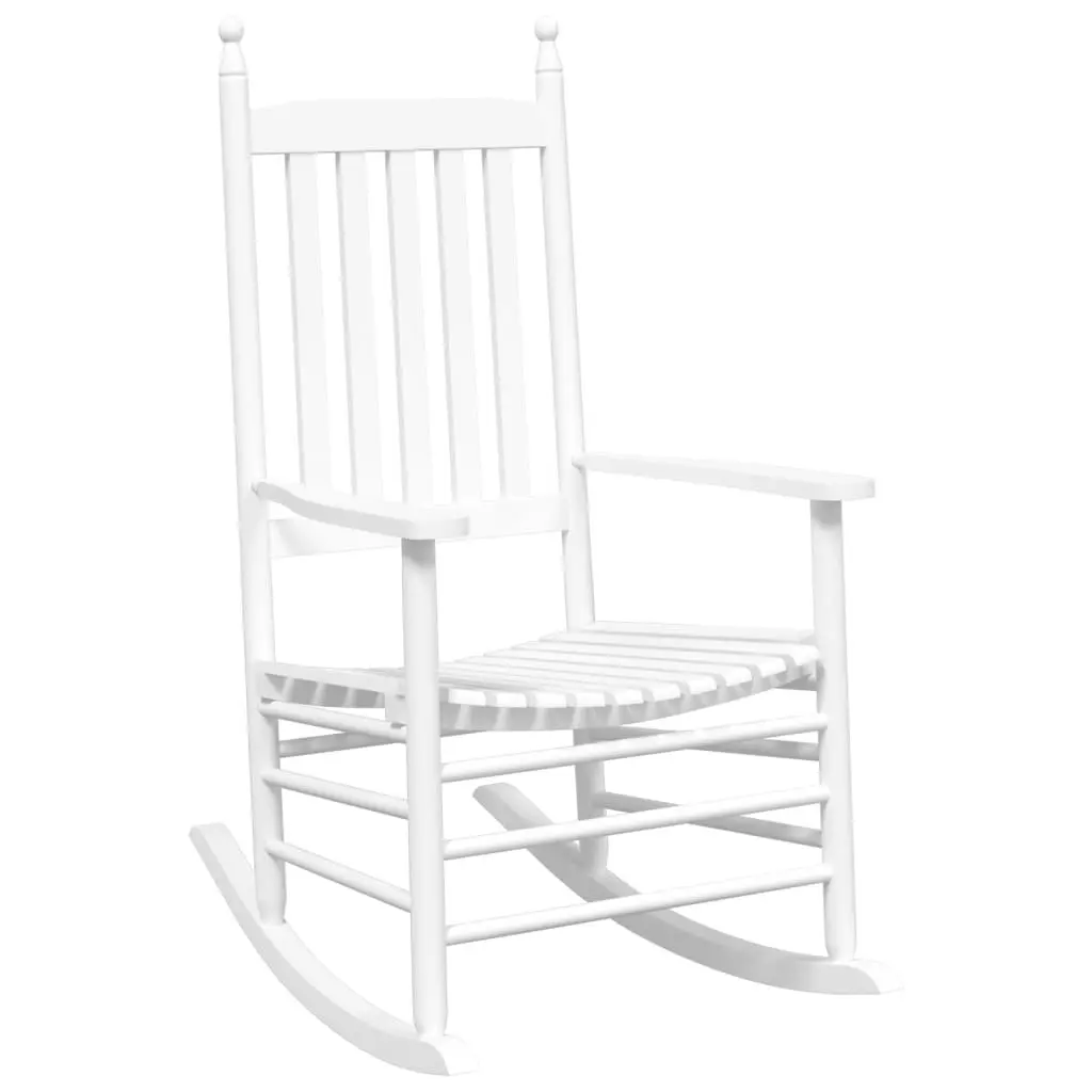 Rocking Chair with Foldable Side Table Indoor Outdoor Use White Poplar Wood
