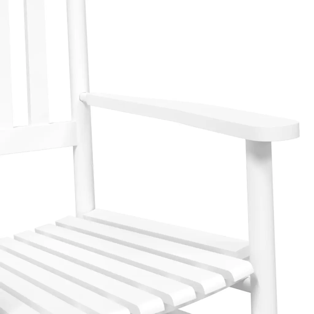 Rocking Chair with Foldable Side Table Indoor Outdoor Use White Poplar Wood