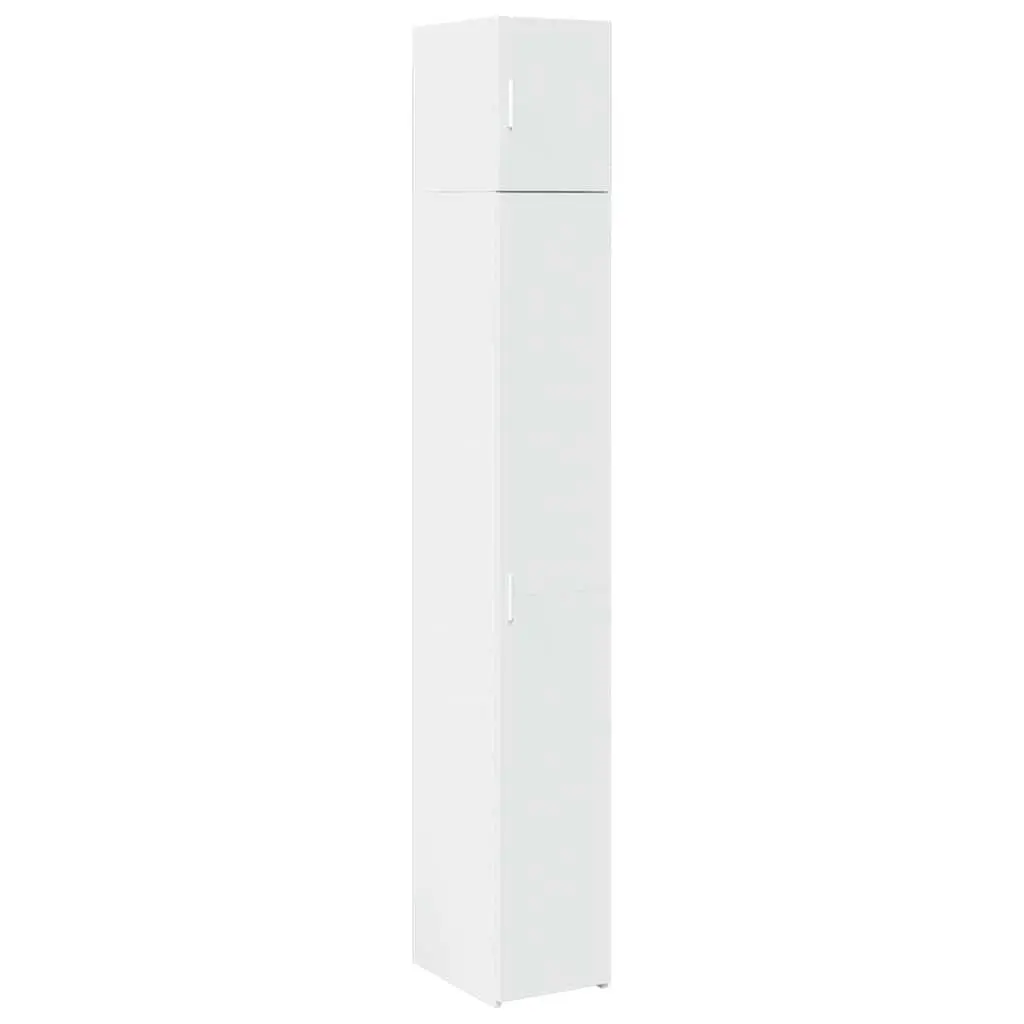 Slim Storage Cabinet White Engineered Wood Tall Bathroom Kitchen Bedroom