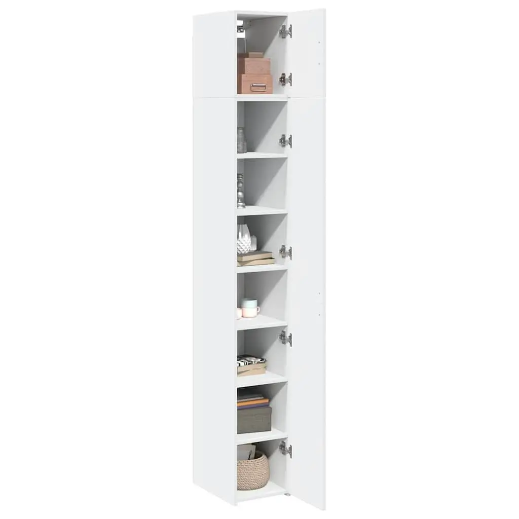 Slim Storage Cabinet White Engineered Wood Tall Bathroom Kitchen Bedroom