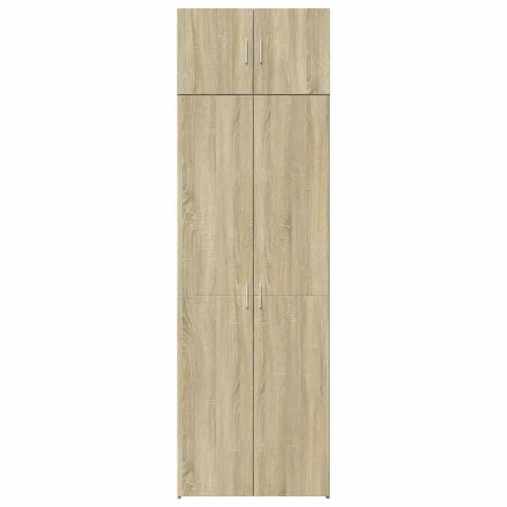 Tall Storage Cabinet Engineered Wood Brown Sonoma Oak Multiple Compartments