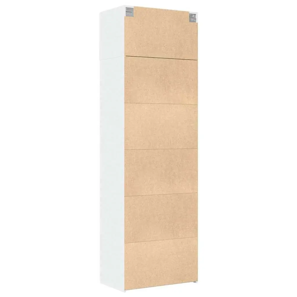 Storage Cabinet Vertical Space Saver Tall White Engineered Wood