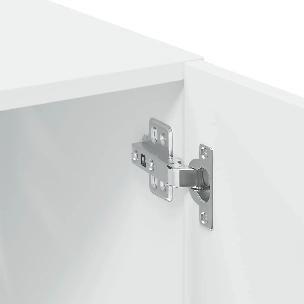 Storage Cabinet Vertical Space Saver Tall White Engineered Wood