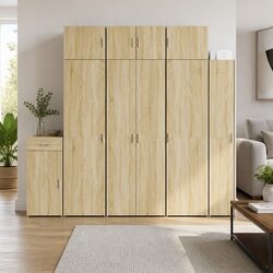 Storage Cabinet Tall Engineered Wood Sonoma Oak Brown Home Furniture Shelves