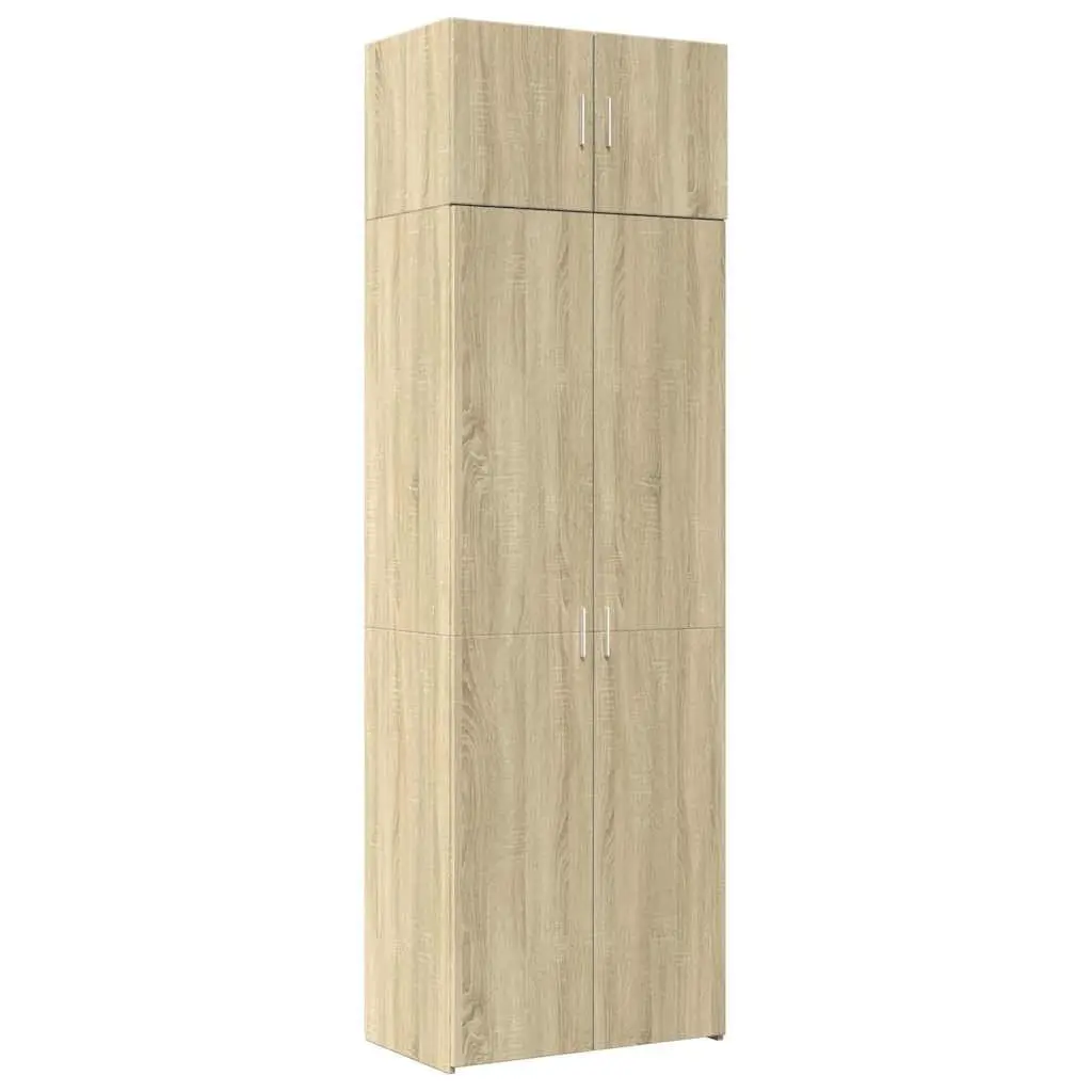 Storage Cabinet Tall Sonoma Oak Brown Engineered Wood Shelves