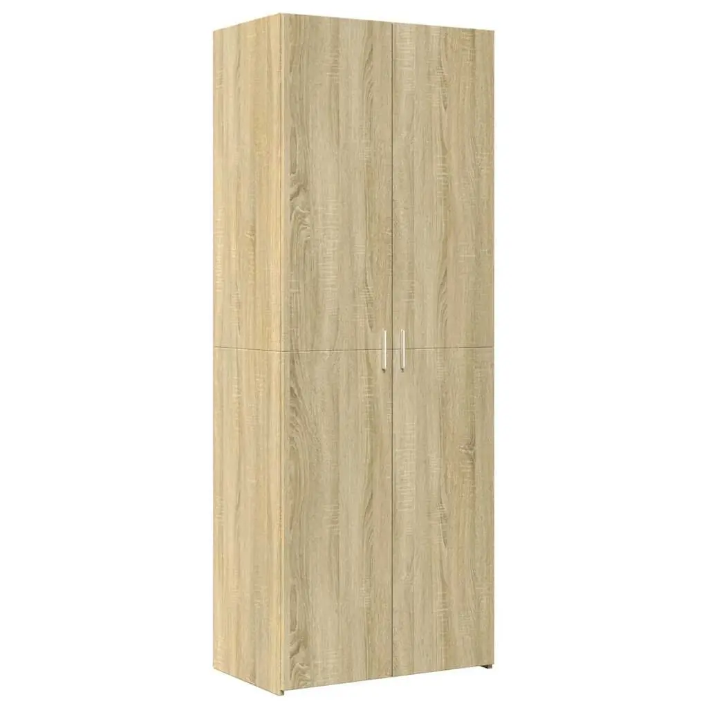 Storage Cabinet Tall Sonoma Oak Brown Engineered Wood Shelves