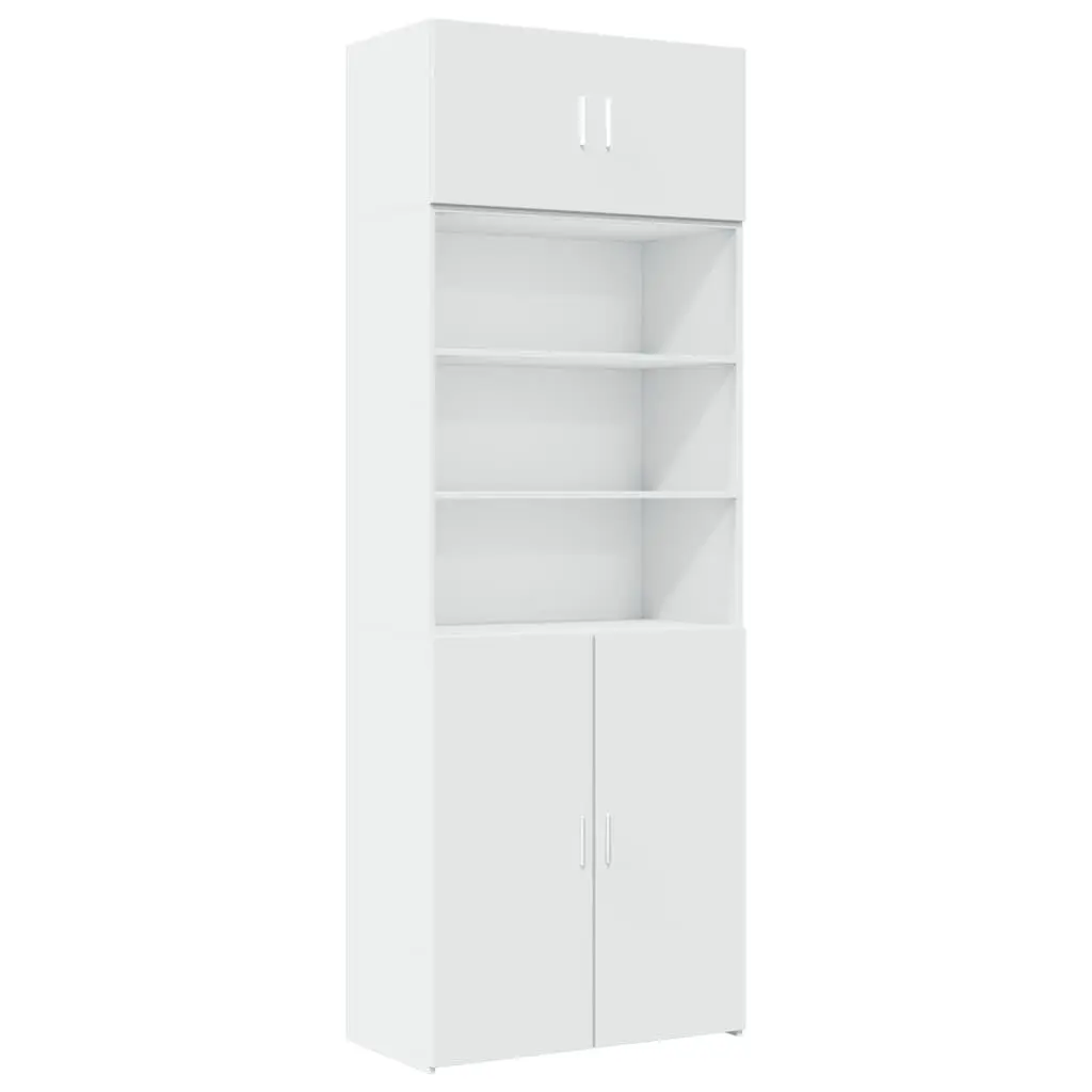 Tall Storage Cabinet White Engineered Wood Vertical Space Saving 80 x 42.5 x 225 cm