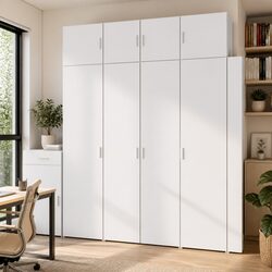 Practical Tall Storage Cabinet in White Wood