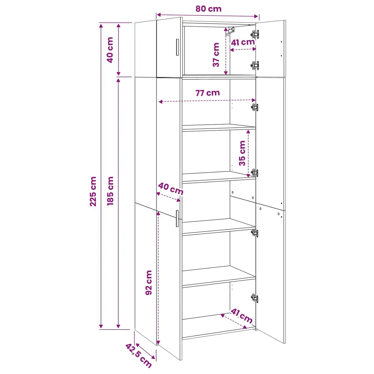 Tall Storage Cabinet in White Wood