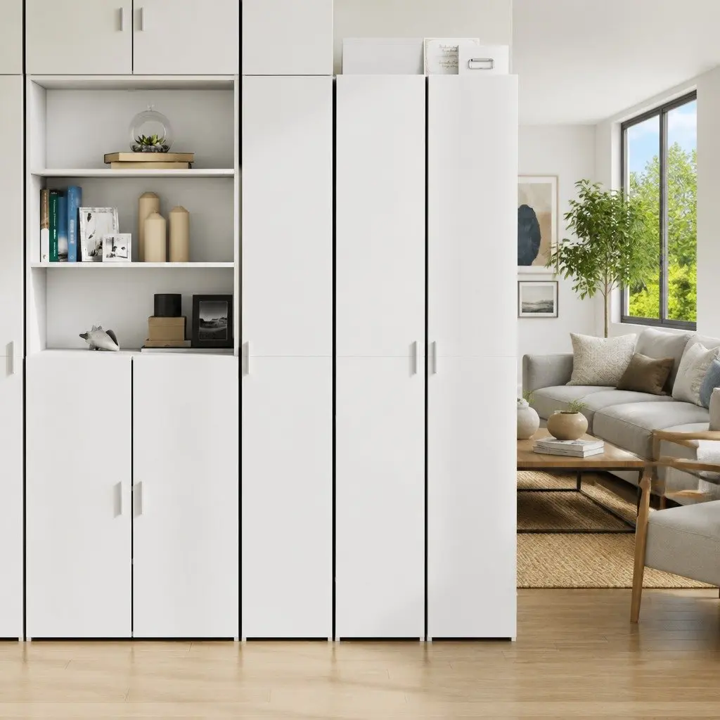 Highboard White Storage Cabinet 30x42.5x185cm