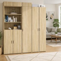 Highboard Storage Cabinet Brown Engineered Wood Sideboard Bedroom Living Room
