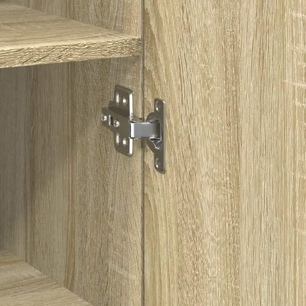 Highboard Storage Cabinet Brown Engineered Wood 40 x 42.5 x 185 cm for Bedroom Living Room