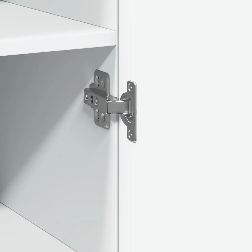 White Highboard Storage Cabinet 50x42.5x185cm Engineered Wood Sideboard Shelves
