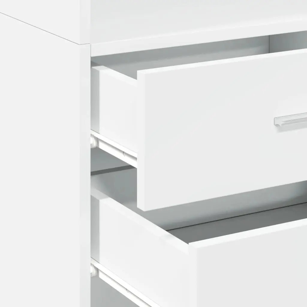 Highboard Storage Cabinet White Modern Sideboard Cupboard Engineered Wood 45 x 42.5 x 185 cm