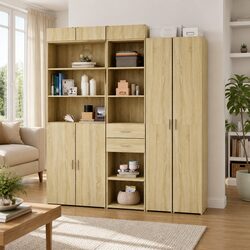 Reliable Highboard Storage Cabinet 45x42.5x185cm Brown Oak