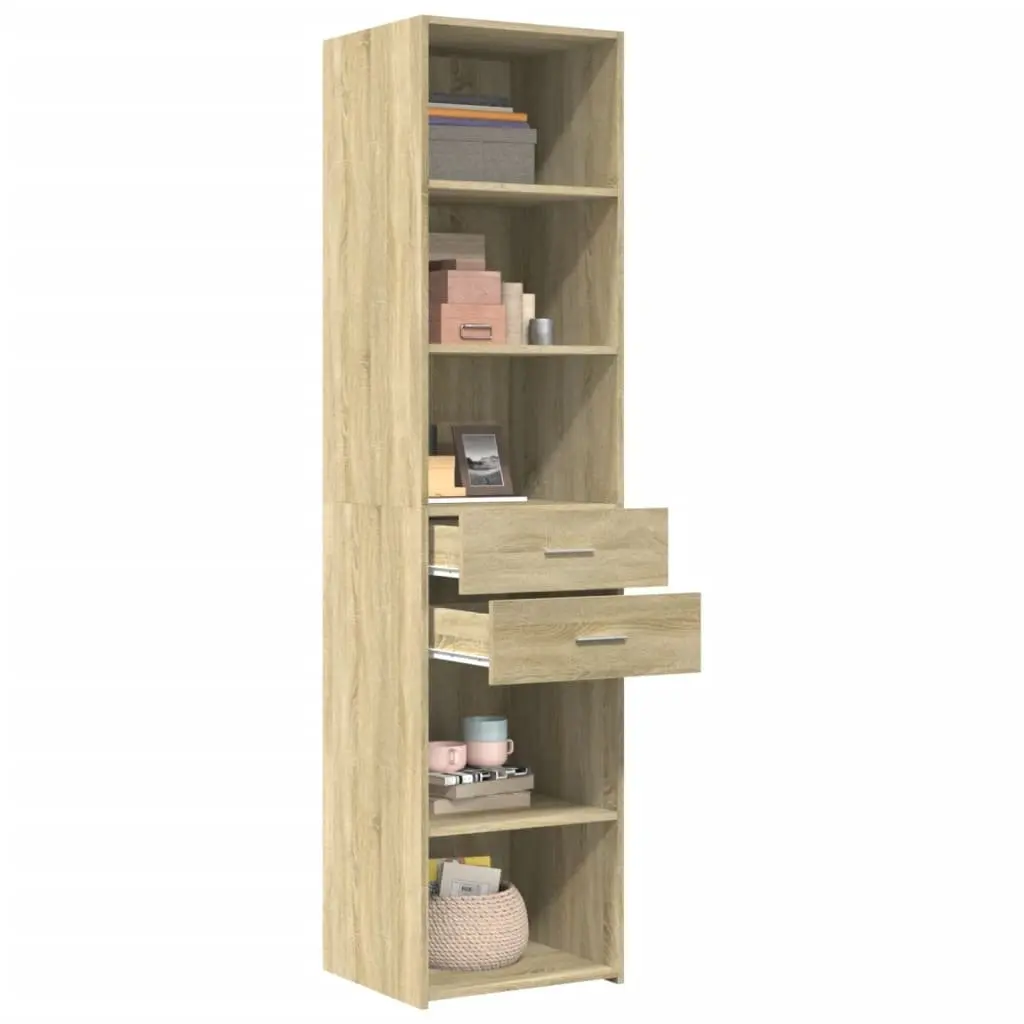 Highboard Storage Cabinet 45x42.5x185cm Brown Oak