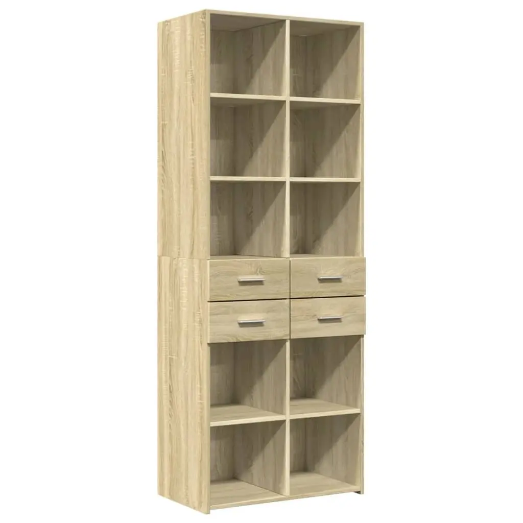 Highboard Sideboard Storage Cabinet Brown Engineered Wood 70x42.5x185cm Modern