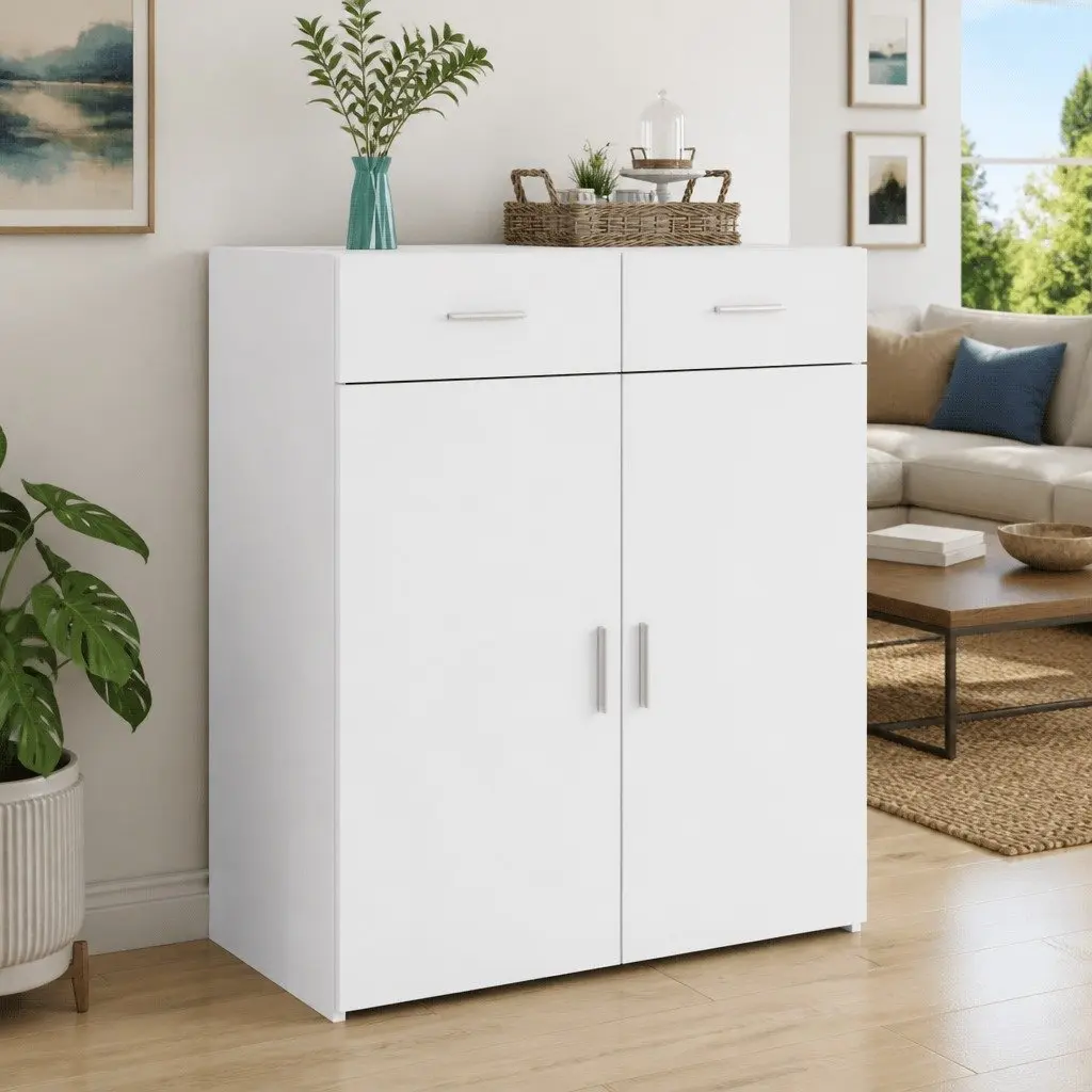 White Sideboard with Storage Options