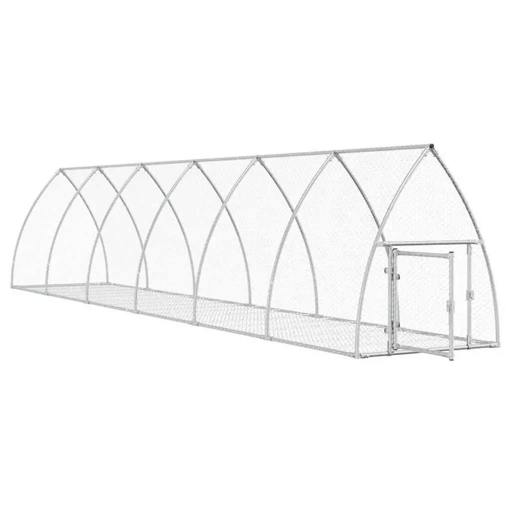 Rabbit Hutch Outdoor Enclosure Small Animal Cage 105 x 600 x 120 cm Silver