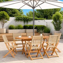 Comfortable 7 Piece Outdoor Dining Set in Beige