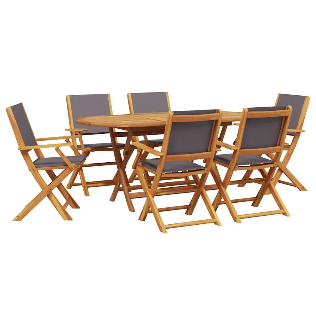 Garden Dining Set 7 Piece Outdoor Furniture Anthracite Foldable Wood Patio