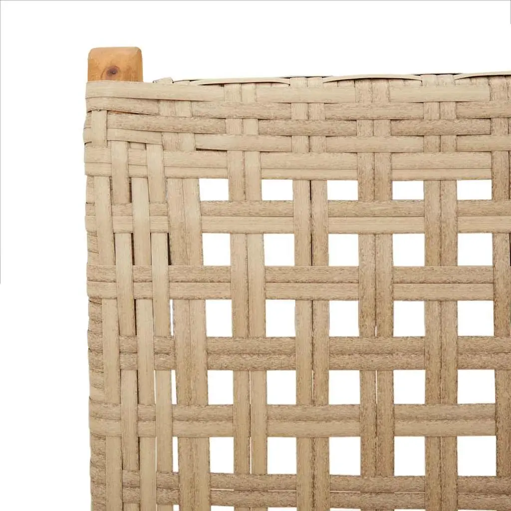 7 Piece Outdoor Dining Set Garden Furniture Beige Poly Rattan Solid Wood