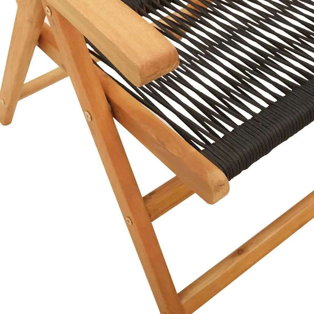 Garden Dining Set 7 Piece Outdoor Furniture Black PE Rattan Solid Wood