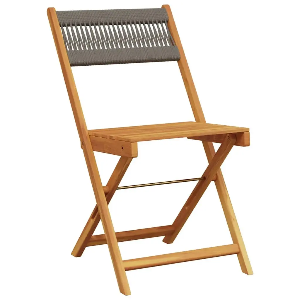 3 Piece Bistro Set Grey Outdoor Garden Furniture Folding Table Chairs