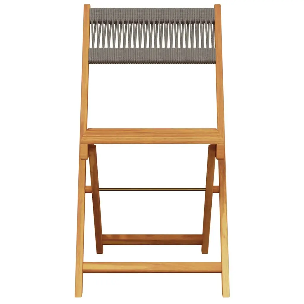 3 Piece Bistro Set Grey Outdoor Garden Furniture Folding Table Chairs