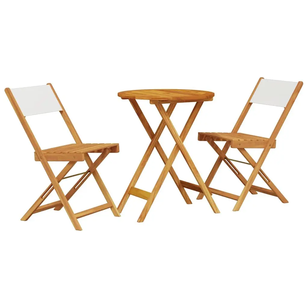 3 Piece Outdoor Bistro Set White Foldable Garden Patio Furniture Table Chairs
