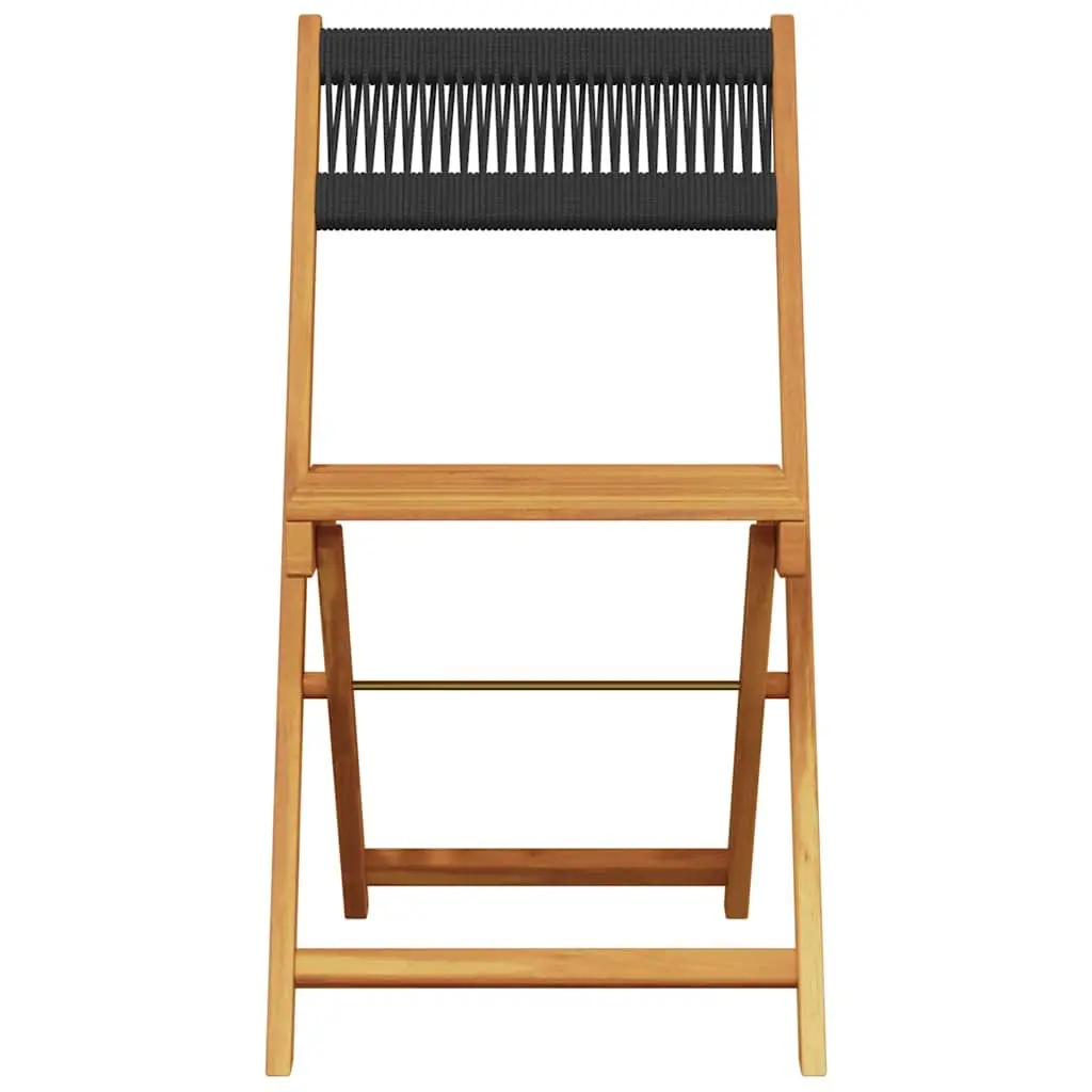 3 Piece Bistro Set Black Outdoor Garden Furniture Foldable Dining Table Chairs