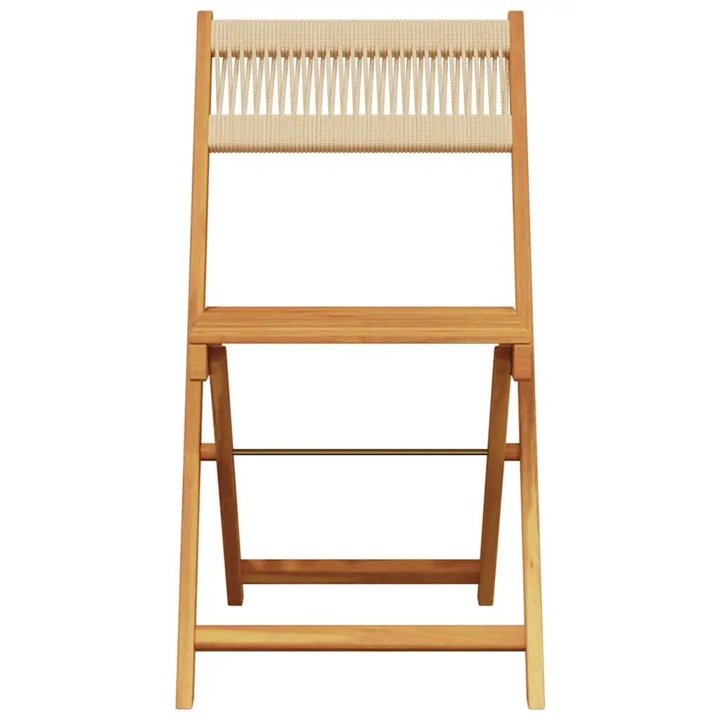 3 Piece Bistro Set Beige Outdoor Garden Furniture Folding Chairs Table Patio