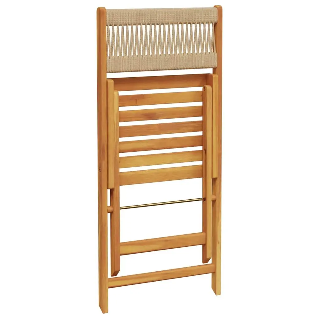 3 Piece Bistro Set Beige Outdoor Garden Furniture Folding Chairs Table Patio