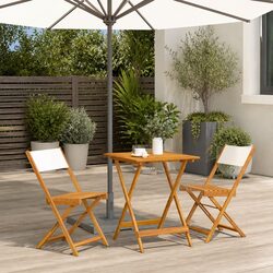 Reliable 3 Piece Bistro Set White Cream Solid Wood