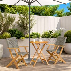 Comfortable 3 Piece Bistro Set with Grey Poly Rattan