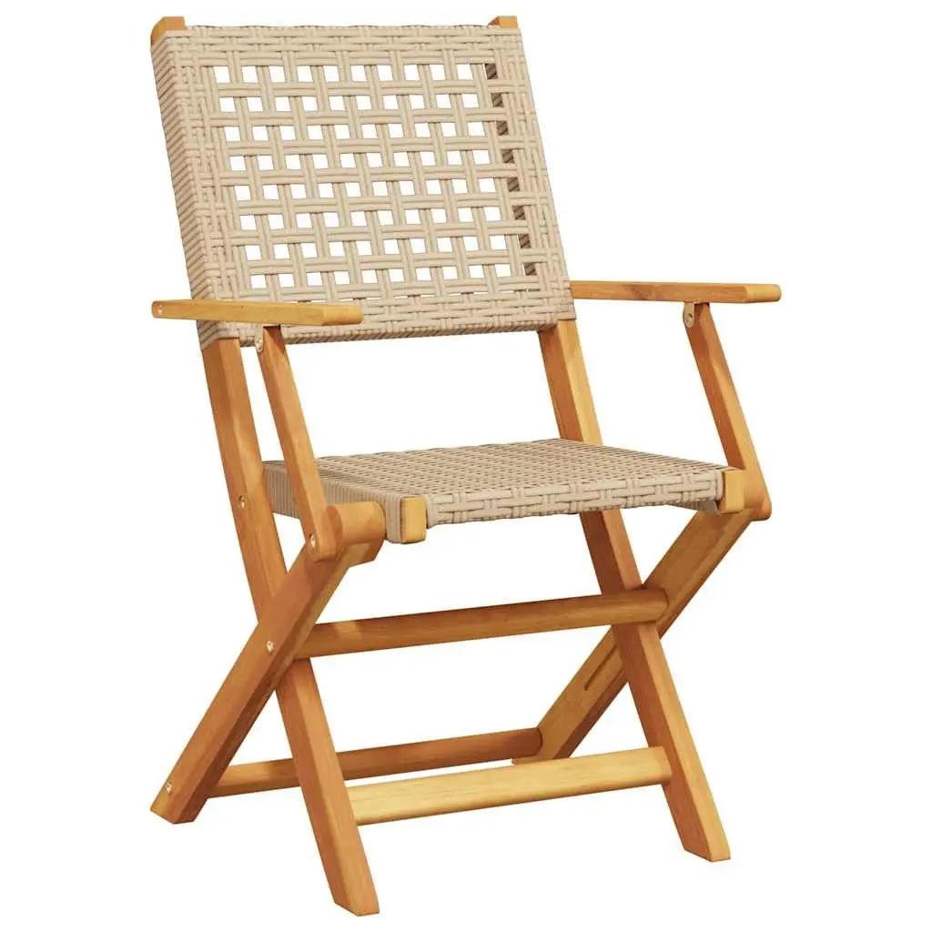 Bistro Set 3 Piece Foldable Table Chairs Beige Outdoor Garden Furniture
