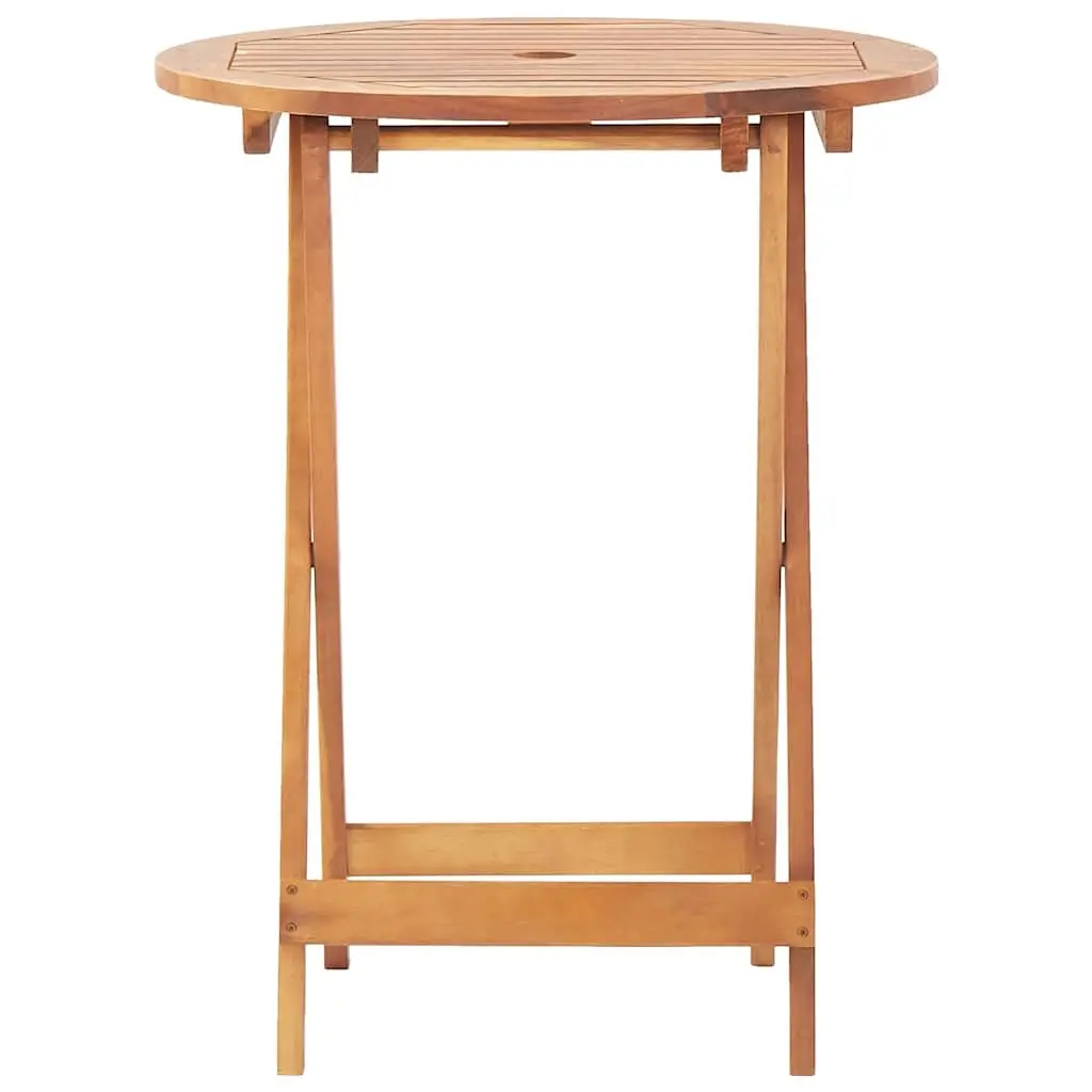 Bistro Set 3 Piece Foldable Table Chairs Beige Outdoor Garden Furniture