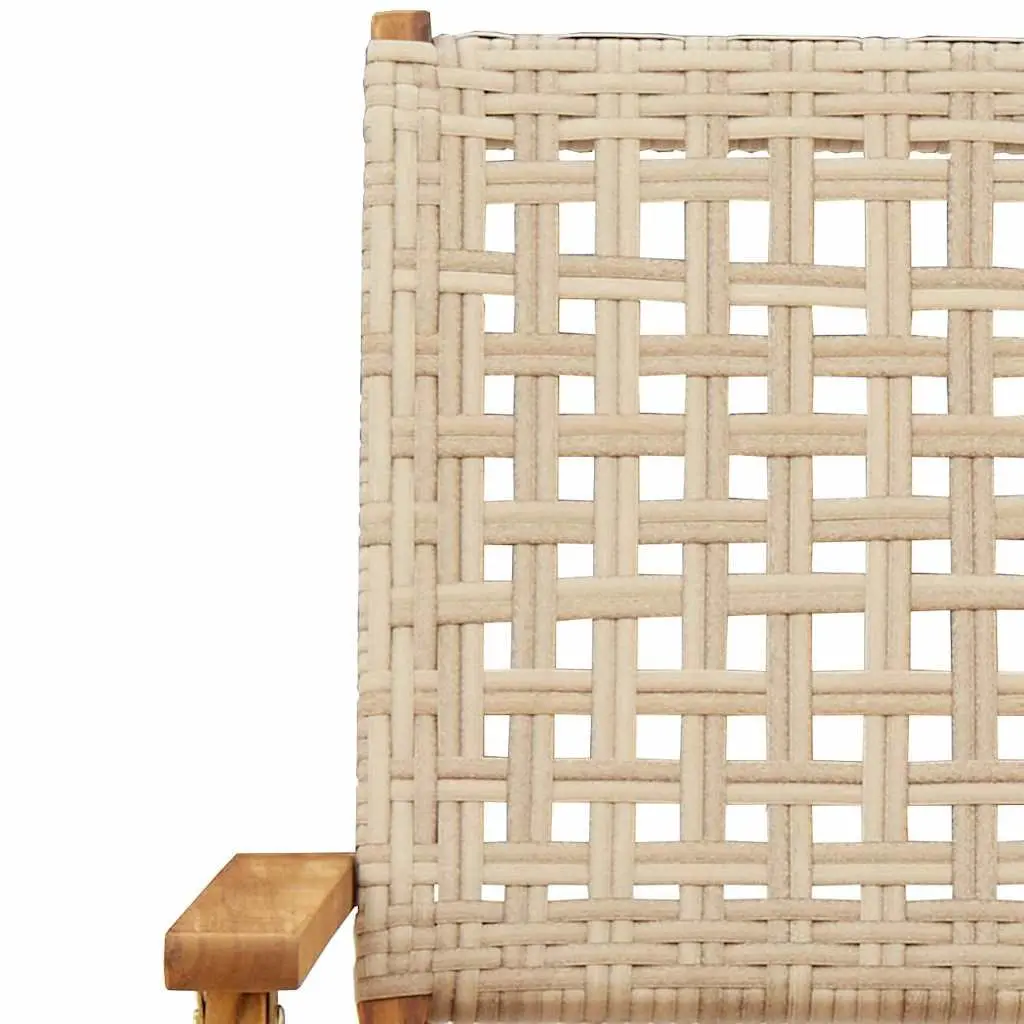 Bistro Set 3 Piece Foldable Table Chairs Beige Outdoor Garden Furniture