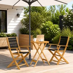 Practical 3 Piece Black Bistro Set for Your Outdoors