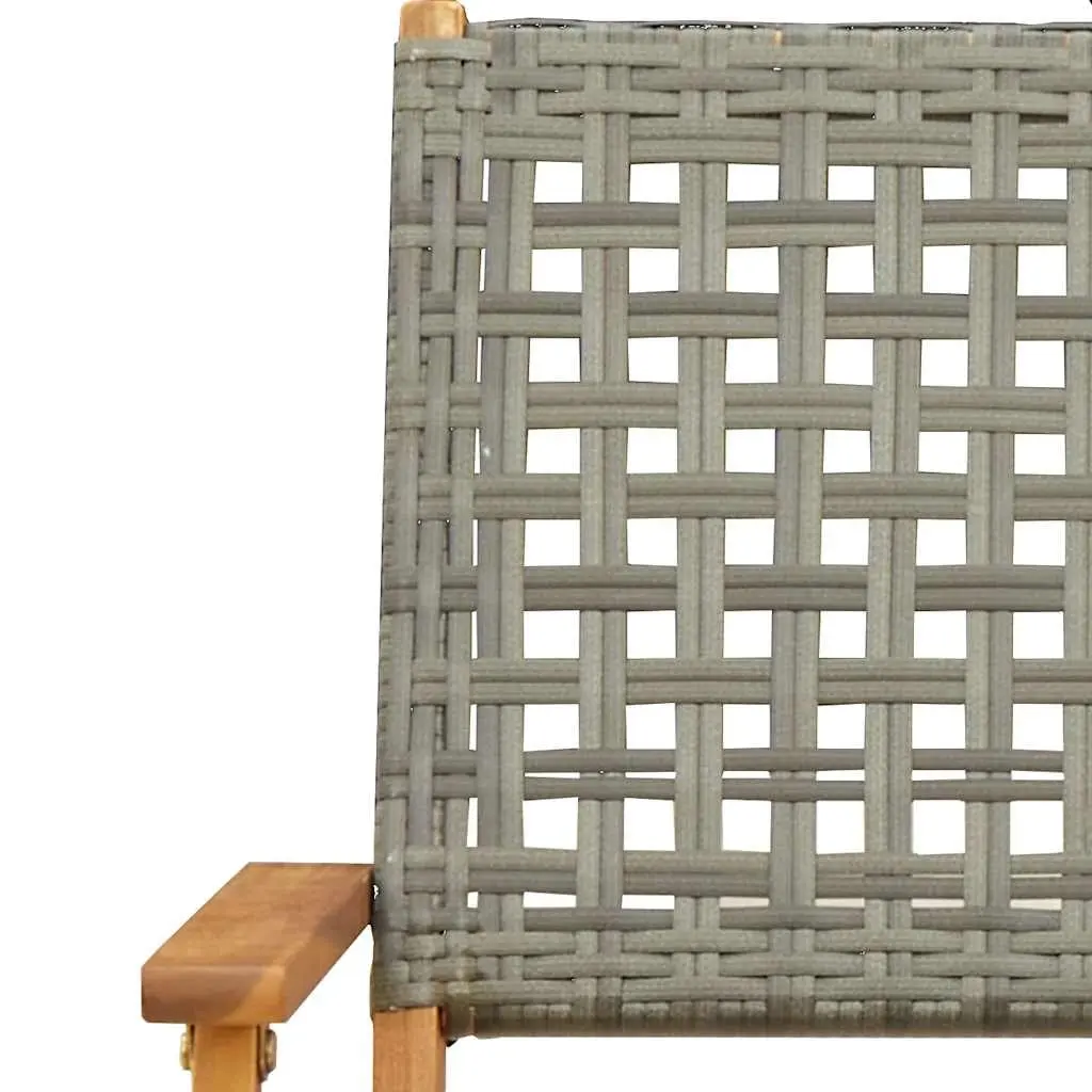 3 Piece Bistro Set Outdoor Garden Furniture Foldable Grey Poly Rattan Wood