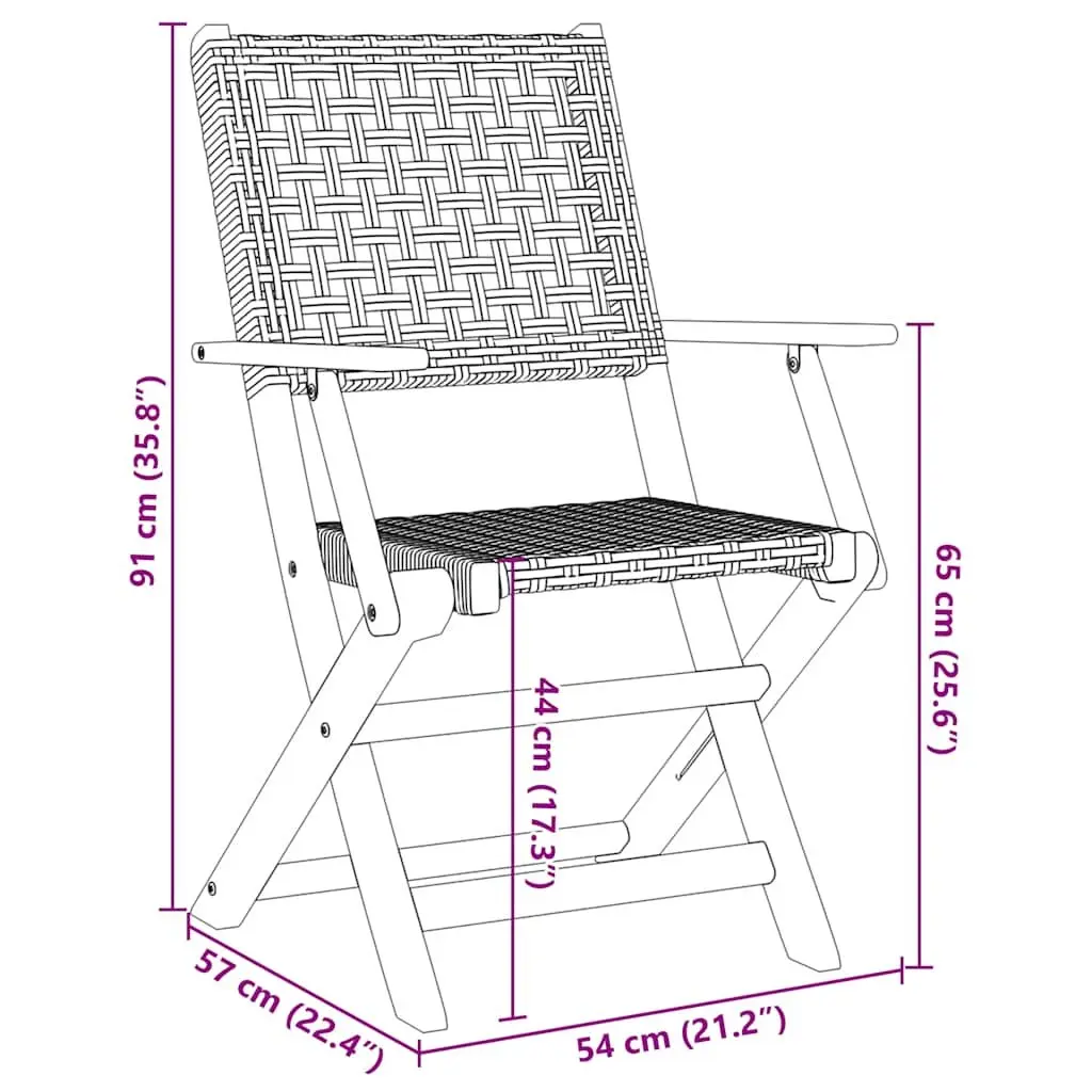 Bistro Set 3 Piece Outdoor Furniture Beige Poly Rattan Solid Wood Foldable