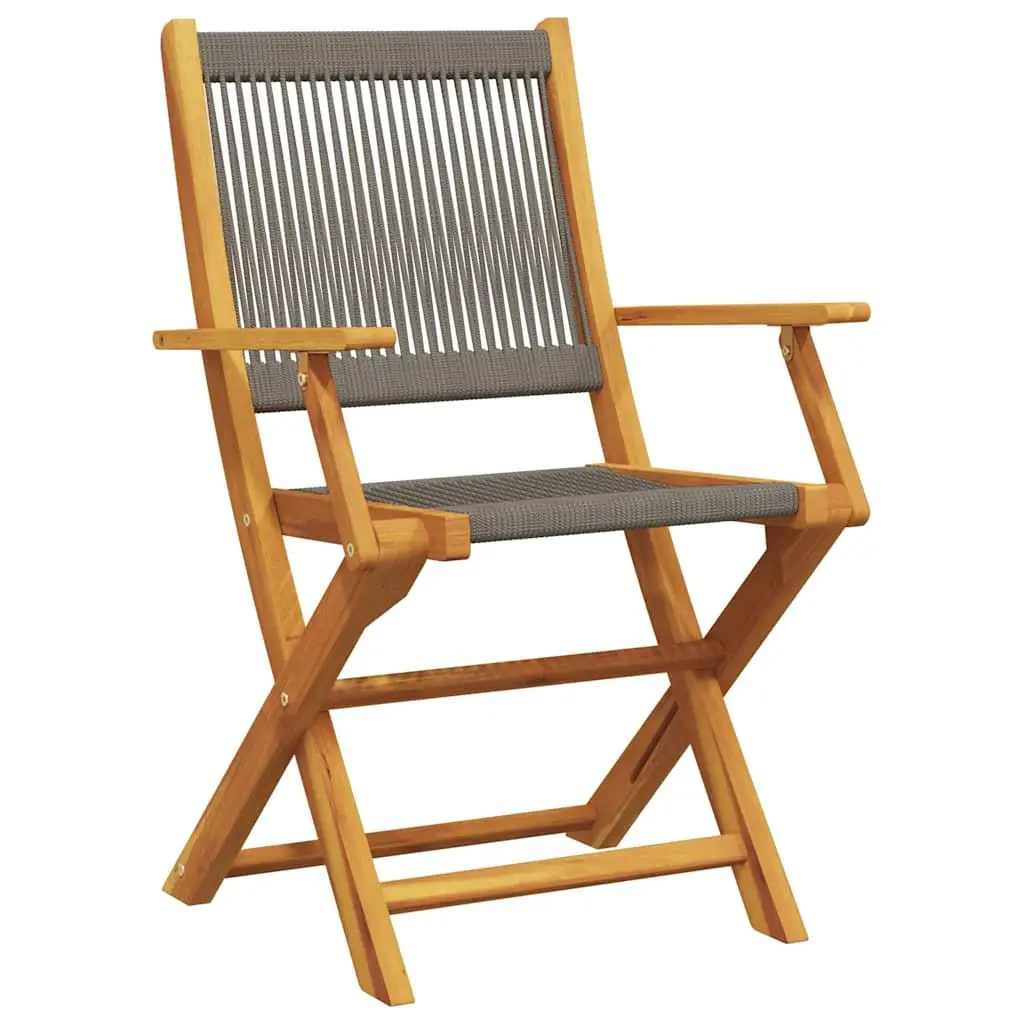 3 Piece Bistro Set Grey Outdoor Garden Furniture Foldable Table Chairs